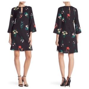 New Vince Camuto black floral bell sleeve dress